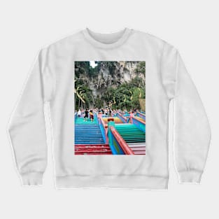 Colorful stairs to Batu Caves entrance Crewneck Sweatshirt